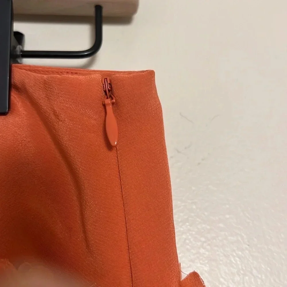 Talbots Orange 100% Silk Dainty Floral Straight Mini Skirt Size 4 Feminine Flowy